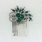 Gorgeous Green Rhinestone Crystal Floral Hair Comb Side Clip Accessories