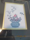 Vintage Japanese Framed Art 18 X 15 Print Asian Theme Birds   Bonsai