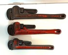 Heavy Duty Rigid Pipe Wrench Set  14  - 12  - 10    As A Lot 