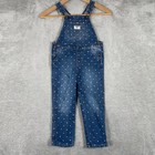 Oshkosh B gosh Polka Dot Denim Overalls Toddler Girls 4t Blue Bib