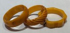 Vintage Bakelite Butterscotch Bracelet Lot Bangles Three Piece Lot