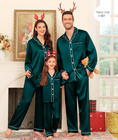 Family Matching Pajama Set Women men kids Satin Pajamas Long Sleeve Sleepwear Bu