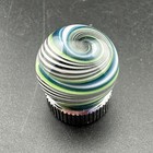 Contemporary Handmade Art Glass Marble  69  Blue Black   White Swirl  Uv Green 