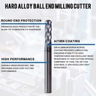 5pcs 4 Flute 1 8  X 1 2  X1-1 2  Ball Nose Solid Carbide End Mills Altin Coated
