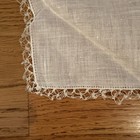 Vintage  Linen Hanky White On White Hand Tatted Lace Edging 11   x11    Wedding