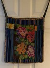 Vtg Handwoven Guatemalan Cotton 16x14    Colorful Bag tote  Upcycled Huipil  Euc