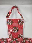 Vintage Country Farmhouse Apron Cottage Floral Checkerboard Length Pockets Red