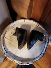 Vintage High Top Leather And Shiny Patent Leather Baby Shoes