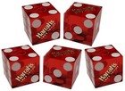 Genuine Harrah s Lake Tahoe Casino Dice Red Polished Set 5 Matching Serial  s