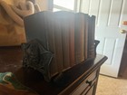 Antique H l  Judd  9776 Art Nouveau Owl Expandable Book Rack Cast Iron Brass