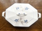 1920   s French China Co Sebring Bluebird Vegetable Tureen W lid Floral Antique