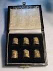  1045 Set Of 6 Swann Hand Chased Gold Plated Sterling Silver Thimbles