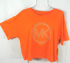 Michael Kors Women s Blouse L Tangerine Mk Studded Logo Cropped Shirt Top Nwt