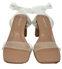 Madden Girl Women s Winnii Comfort Dress Sandals Heels Clear tan Size 8 5 181t
