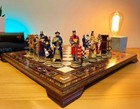 Luxury Chess Set Crusaders Chessmen Hand Painted Solid Inlaid Board -  Gift Idea