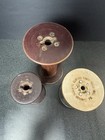 Vintage Industrial Wooden Textile Spools   Mill Bobbins - Set Of 3  Fully Marked