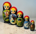 Russian Matryoshka Nesting Doll 5 Piece Fairy Tale Scene 7     Hand Painted Signed