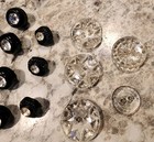 30 Vintage Rhinestone   Black Plastic And Clear Glass Buttons