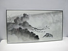 Original Japanese Landscape Watercolor Silk Painting Signed 36 x 20 