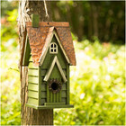 Bird Houses For Outdoors  Hand Painted Distressed Wooden Bird House Hanging Gard
