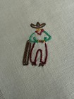 Antique Embroidered Cowboy Napkins Fine Cotton Set Of 4
