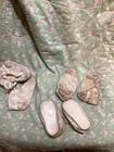 Vintage White Leather Baby Shoe Lot Of 3 Pairs High Top Walking