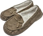 Slippers Faux Suede Moccasin Slippers Fur Lining Tan Brown Women s 8-9