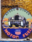 Vintage Union Gasoline Porcelain Sign Motor Oil Gasoline Pump Plate Power Speed