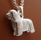 Large Sterling Silver Bearded Collie Standing Study Pendant