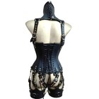 Women s Corset Bustier Leather Boned Lace Up Corset Cincher Top Party Costume