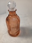 Retro Style Ribbed Rose Glass 6  Decorative Bottle With Stopper New  No Box