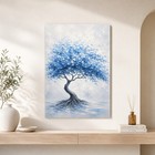 Blue Tree Canvas Wall Art Modern Textured Abstract Botanical Home Decor