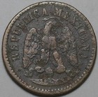 1877-ga Mexico  1 Un Centavo Rare Guadalajara Mint Vf Copper Coin  25081602r 