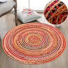 Lightnpro Bohemian Braided Rug 4 Feet Round - Multi Color  Circle Farmhouse 