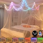 Bed Canopy With Led Star Lights  White Canopy Bed Curtain With Rgb Rgb White