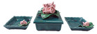 4 Piece Set Vintage Vanity Trinket Box With Lid And Open Trays Pink Rose Decor