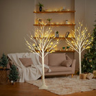 2-pack 4ft Lighted Birch Trees With 96 Led Twinkling Lights Indoor outdoor