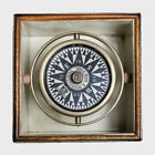 Hms Lusitania Lifeboat Gimbaled Brass Compass Mahogany Case 4  Nautical Decor