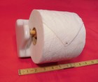 Glossy White  Clip-on-wall Toilet Paper Holder   Wood Roller  Holds Jumbo Rolls