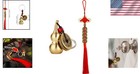 Elegant 2-piece Feng Shui Brass Wu Lou   Chinese Coins Good Luck Keychain