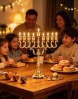    9 Branch Gold Hanukkah Menorah Candle Holder Jewish Menorahs