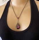 Vintage Necklace Art Nouveau Pendant Antique Amethyst Czech Glass Rhinestone