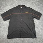 Harley Davidson Shirt Xl Mechanic Garage Button Down Front Black Short Sleeve