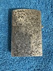 Zippo Insert With Sterling Silver Fm Engraved Cigarette Lighter Case Vintage