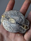 Vintage Montana Silversmiths Belt Buckle Native American  Indian Silver Plate