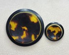 2 - Vintage Faux Tortoise Layers Two Tone Early Plastic Mother Daughter Buttons