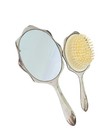 Vintage Silver-plated Vanity Set Consisting Of A Hand Mirror And A Hair Brush  
