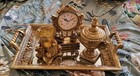Lot Vintage Gold Gilt Rococo Style Decor Vanity Tray Mirror Candle Holder Clock