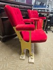 Red   Gold Velvet Tufted  Retro Look Folding Theater Movie Event Seats Set 2