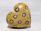 Soapstone Heart Paperweight Hand Made In Kenya Painted With Circle Design